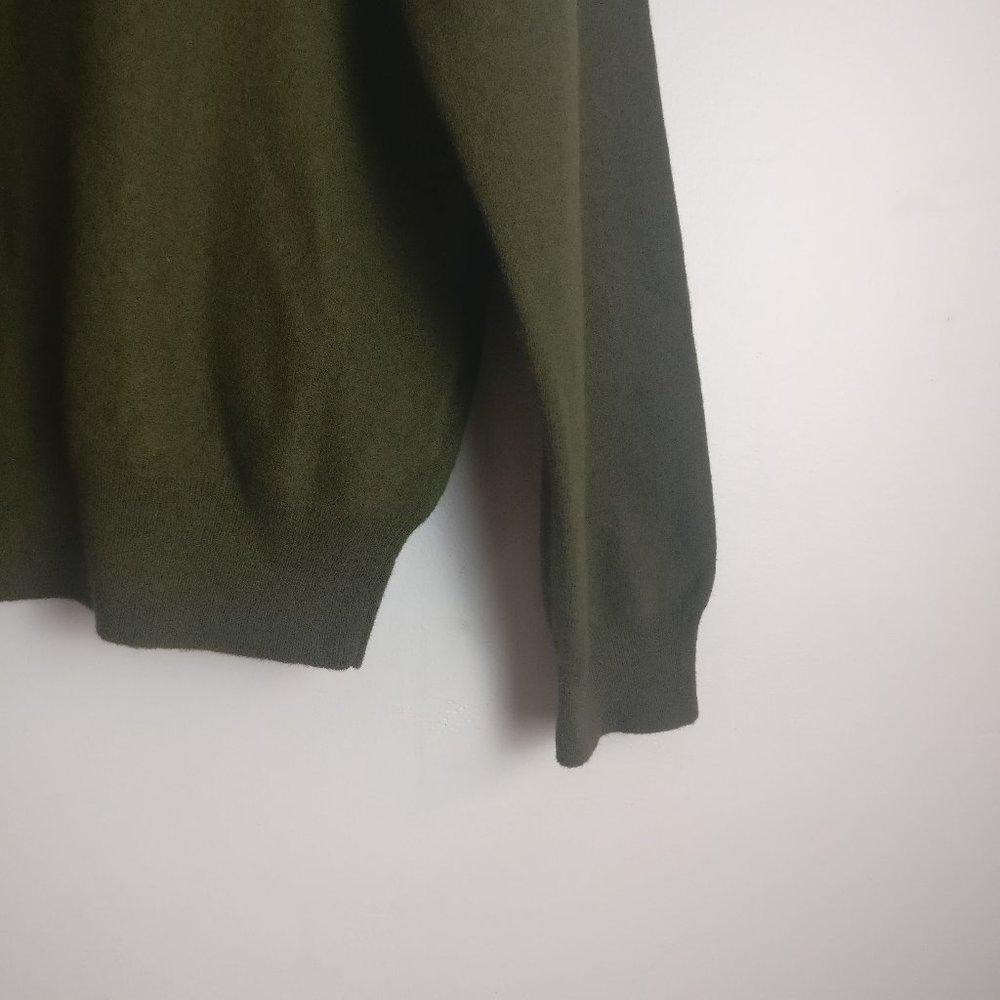 Army Green Wool Sweater, 100% Merino Wool, Polo RL Pony Logo Sweater - Picture 3 of 7